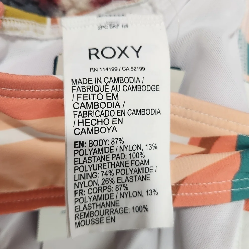 New Roxy Beach Classics Underwired D-Cup Bikini Top Bright White Paradiso sz L - Picture 7 of 7